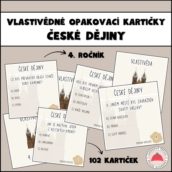 Vlastivědné opakovací kartičky - 4. ročník - České dějiny