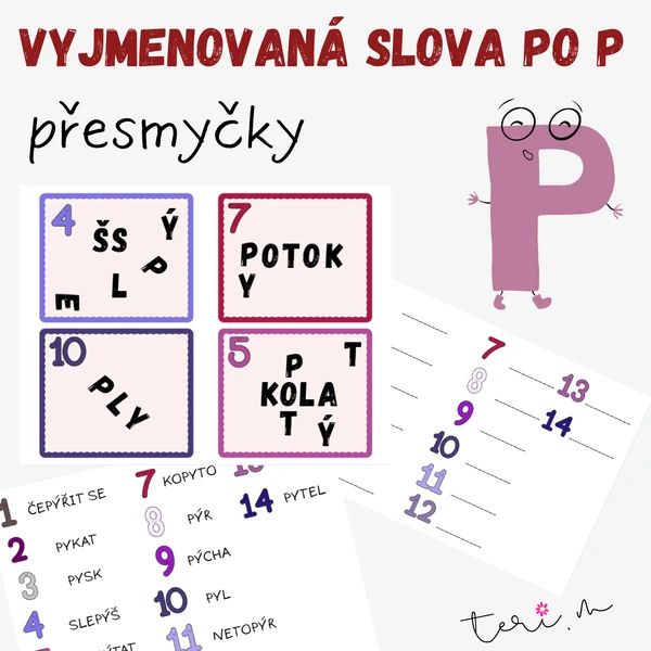 VYJMENOVANÁ SLOVA PO P – PŘESMYČKY