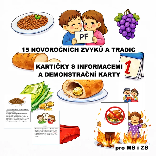 Novoroční zvyky a tradice - informace a demonstrační karty