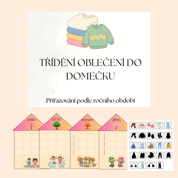 Třídění oblečení do domečků