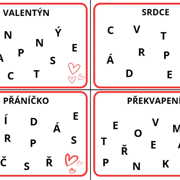 Valentýnské skládání slov