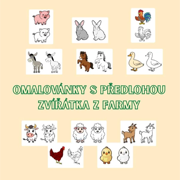 Omalovánky s předlohou - zvířátka z farmy