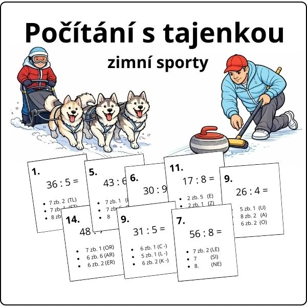 Počítání s tajenkou - zimní sporty 