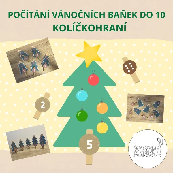 Počítání vánočních baněk do 10