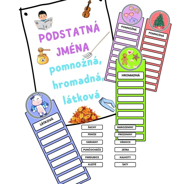 Podstatná jména pomnožná, hromadná a látková