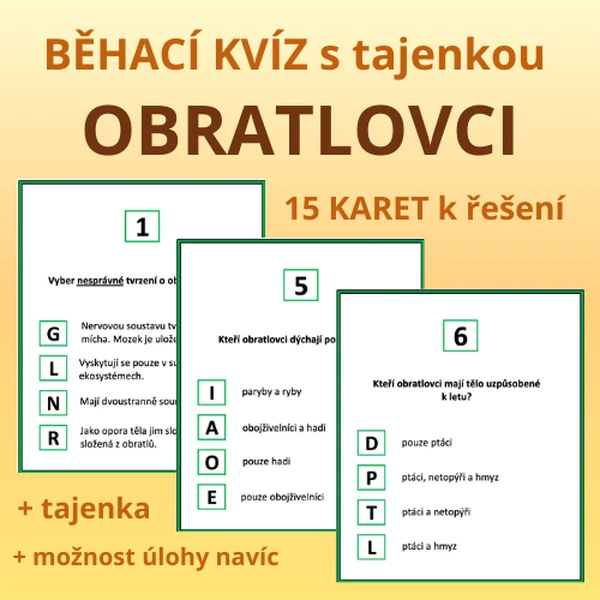 BĚHACÍ KVÍZ s tajenkou – OBRATLOVCI