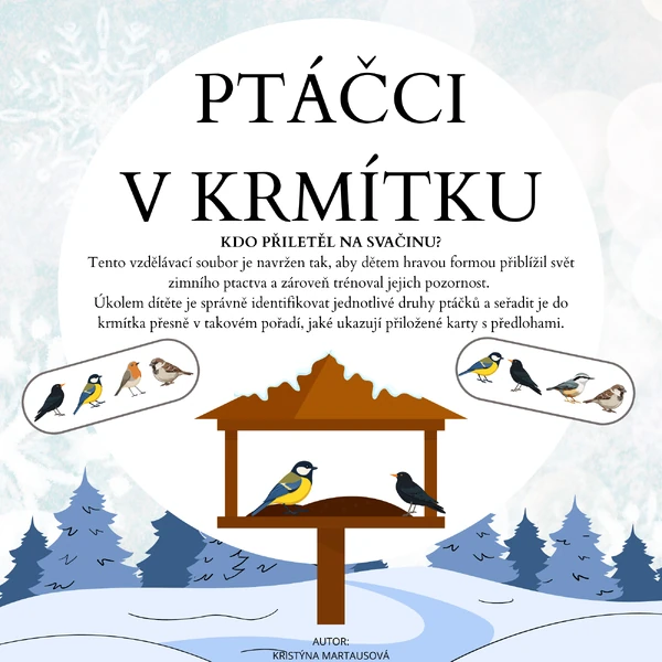 Ptáčci v krmítku - Skládej podle vzoru