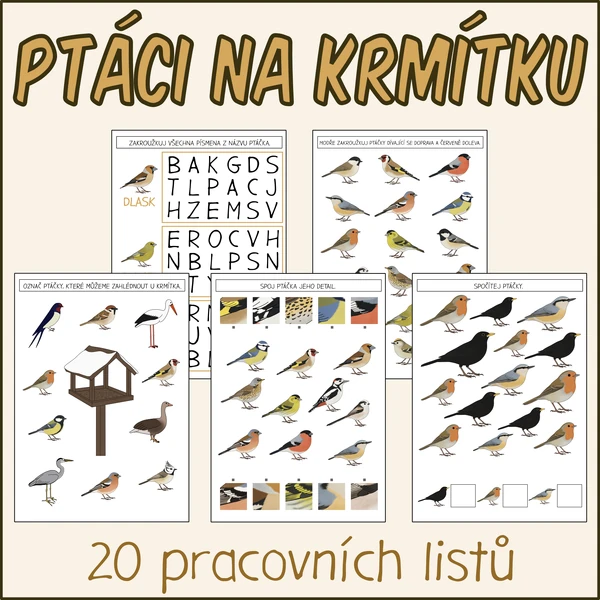 Ptáci na krmítku - Pracovní listy