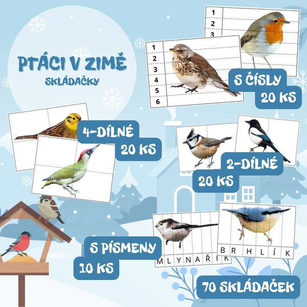PTÁCI V ZIMĚ - skládačky