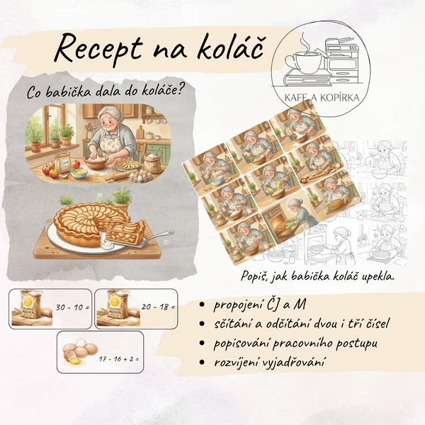 Recept na koláč - popis pracovního postupu