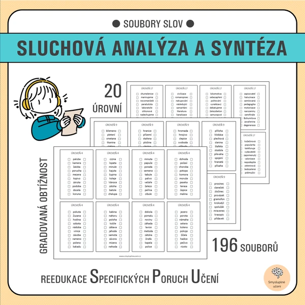 Sluchová analýza a syntéza - soubor slov