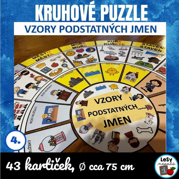Kruhové puzzle - vzory podstatných jmen