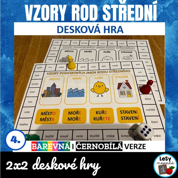 Vzory podstatných jmen, střední rod - desková hra