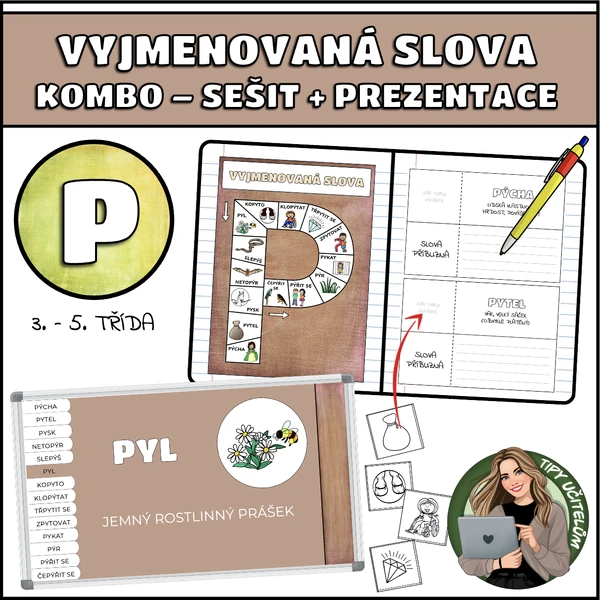 Vyjmenovaná slova po P - do sešitu + prezentace (set)