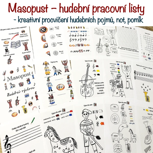 Masopust a hudební výchova - pracovní listy