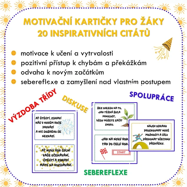 Motivační kartičky pro žáky – 20 inspirativních citátů 