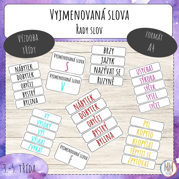 Vyjmenovaná slova - řady slov