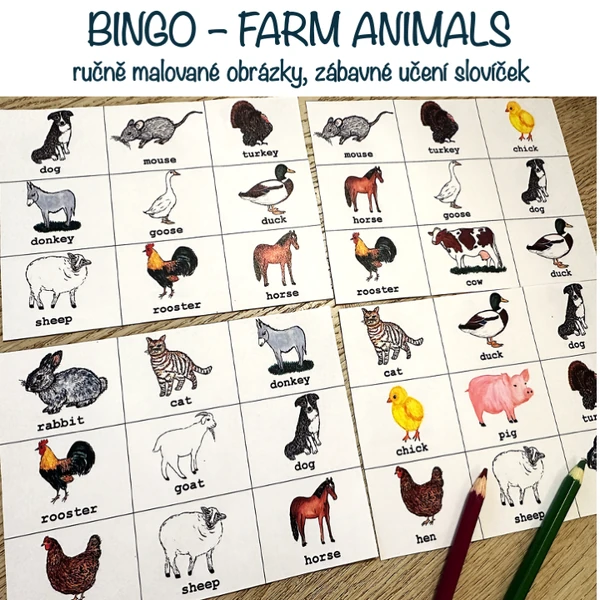 Bingo - Farm Animals (ručně malované)