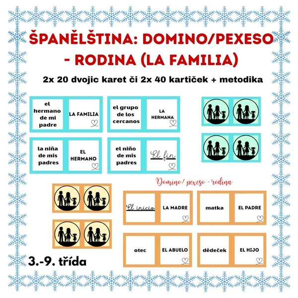 Španělština: domino/ pexeso - rodina (la familia)