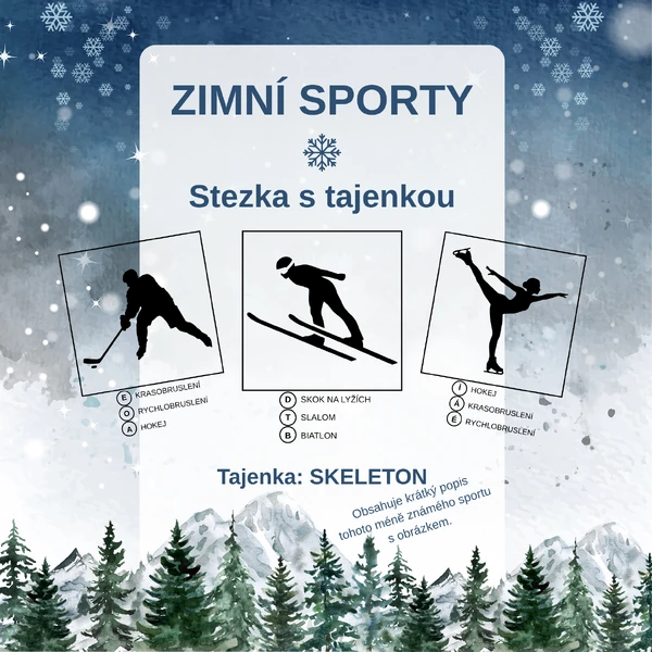 Zimní sporty - stezka s tajenkou