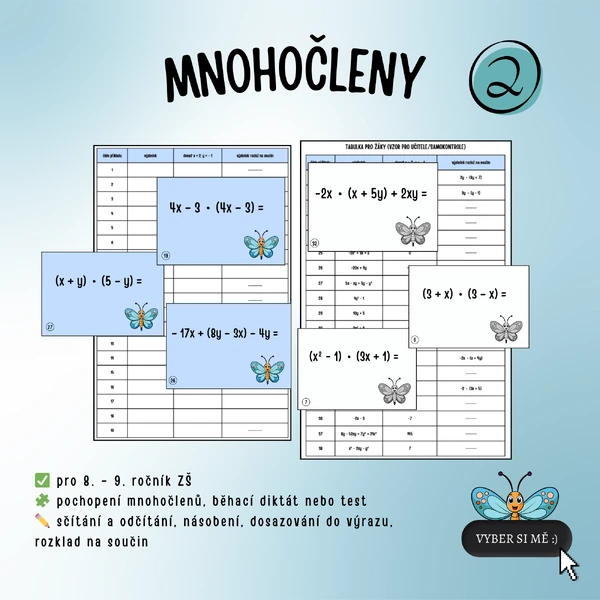 Mnohočleny - běhací diktát