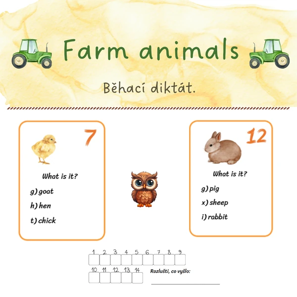 Farm animals - běhací diktát