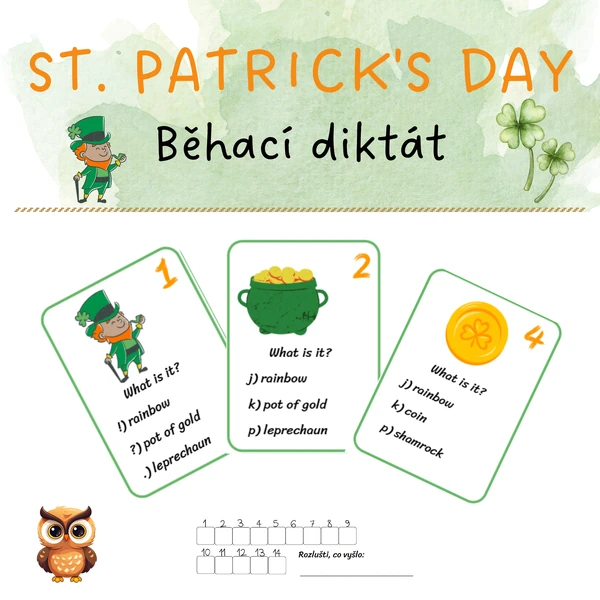 Svatý Patrik: Běhací diktát (Angličtina)