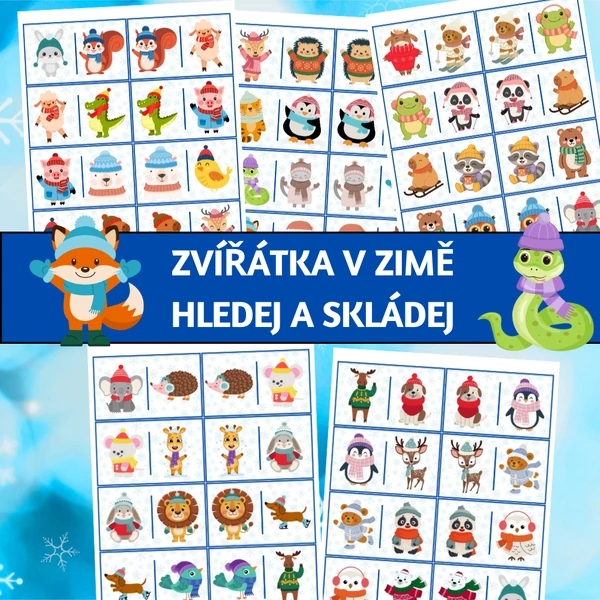 Zvířátka v zimě: hledej a skládej