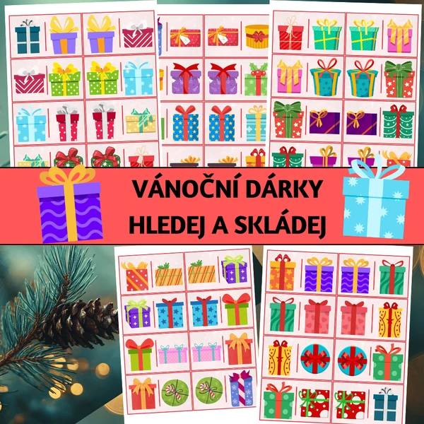Vánoční dárky: hledej a skládej