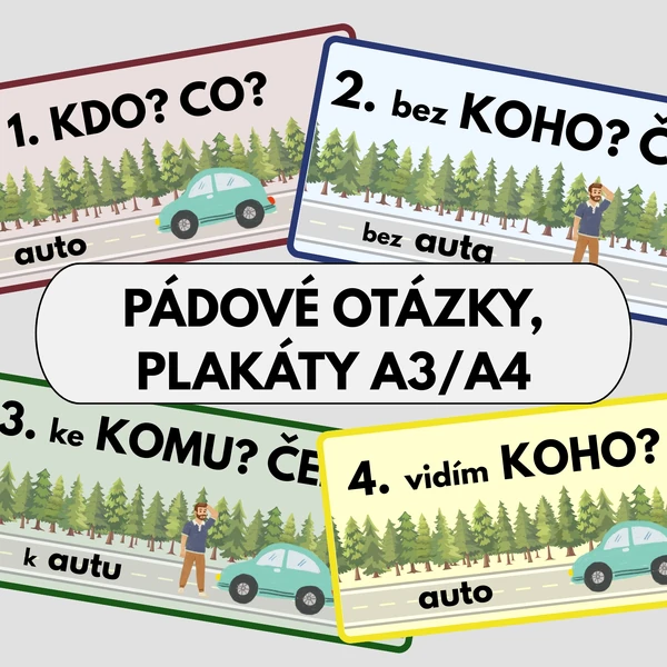 Pádové otázky (plakát A3, A4)