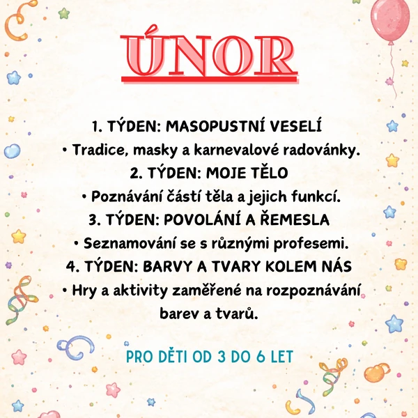 Únor - týdenní přípravy do MŠ 