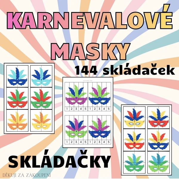 Karnevalové masky - 144 skládaček