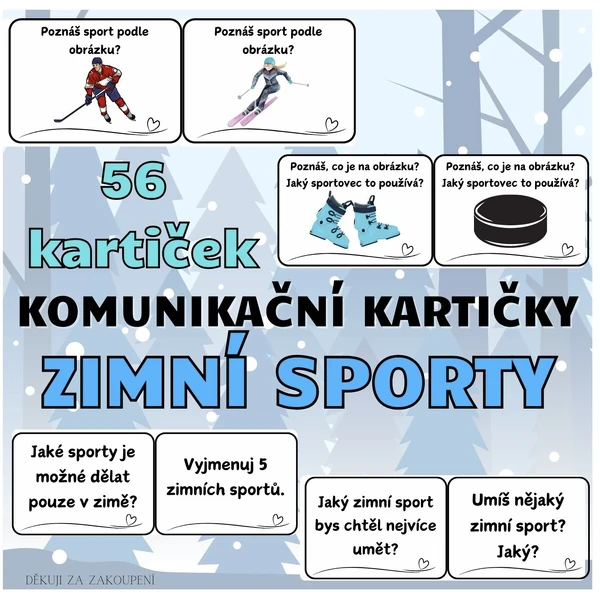 ZIMNÍ SPORTY - 56 komunikačních kartiček