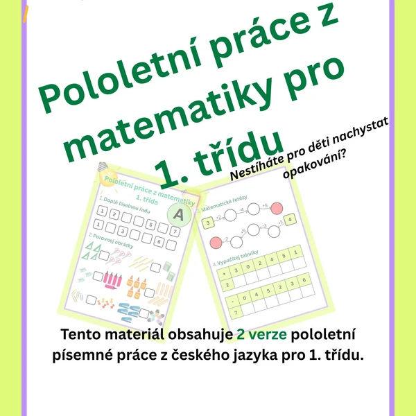 Pololetní práce z matematiky pro 1. třídu