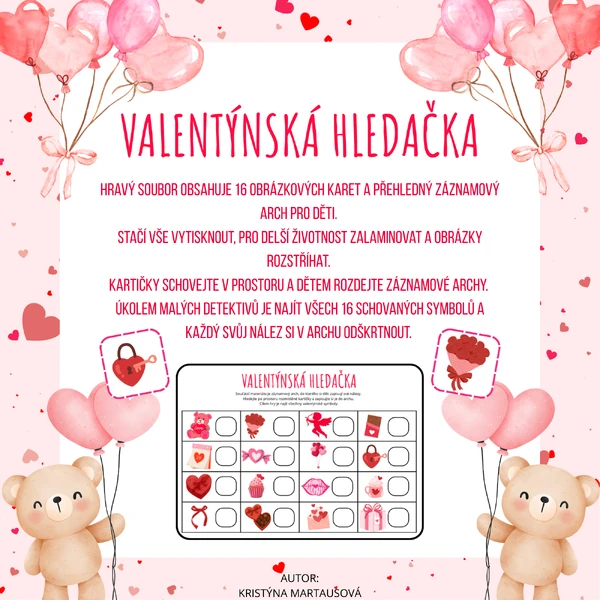 Valentýnská hledačka - Zábavná pátračka pro malé detektivy