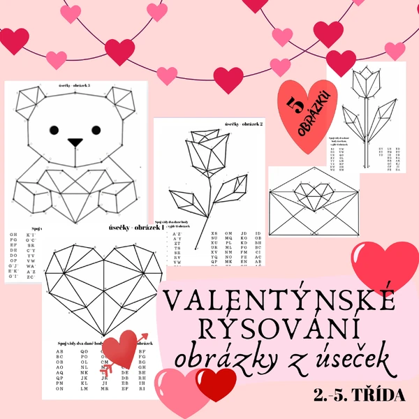 Valentýnské rýsování - obrázky z úseček