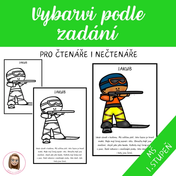 ZIMNÍ SPORTY - vybarvi podle zadání