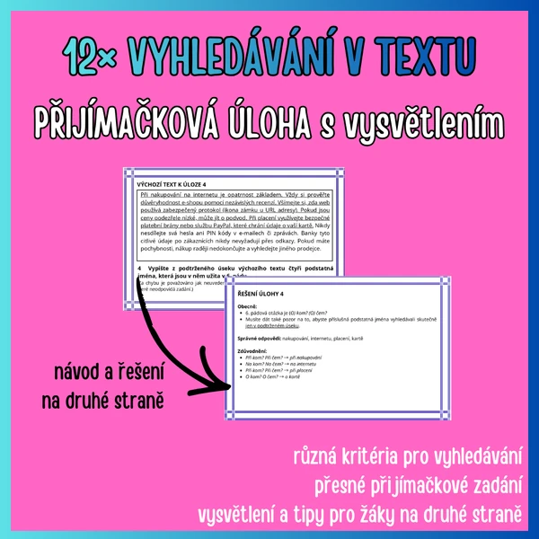 ČJL PŘIJÍMAČKY Vyhledávání v textu (oboustranné karty), okruh č. 6: Tvarosloví