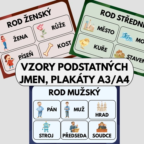 Vzory podstatných jmen (plakát A3, A4)
