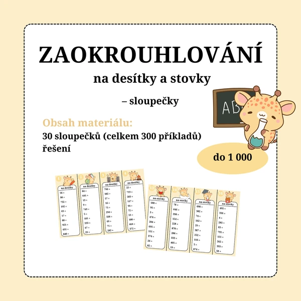 ZAOKROUHLOVÁNÍ na desítky a stovky – sloupečky