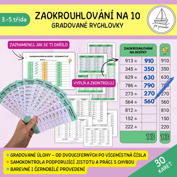 Zaokrouhlování na desítky - rychlovky