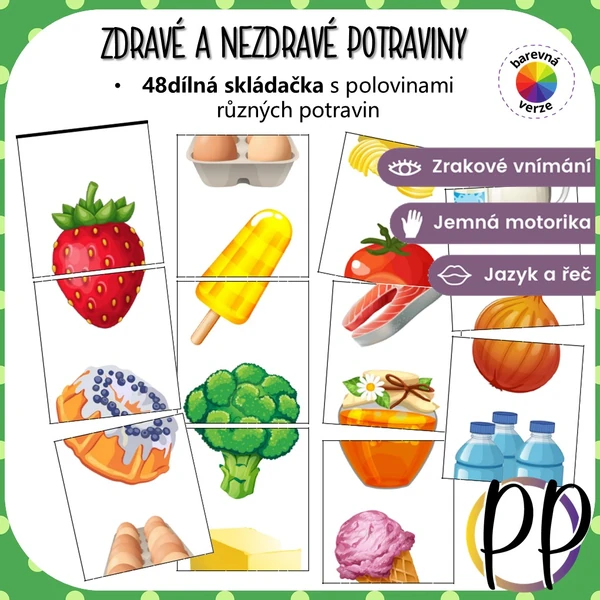 Zdravé a nezdravé potraviny - skládačka pro děti