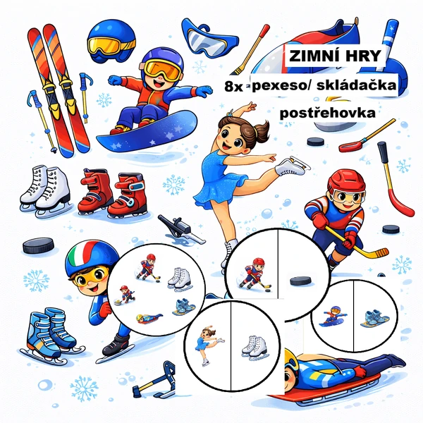 Zimní světové hry - pexeso/ skládání dvojic a postřehovka
