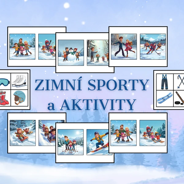 Zimní sporty a aktivity (obrázky + skládačky)