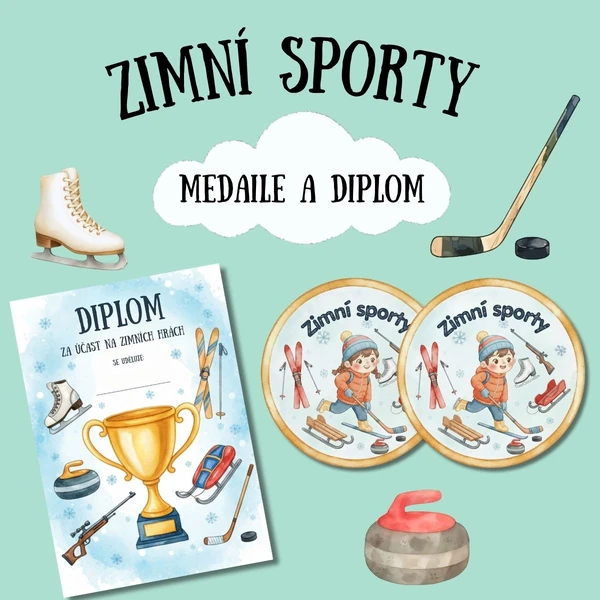 Zimní sporty - medaile a diplom