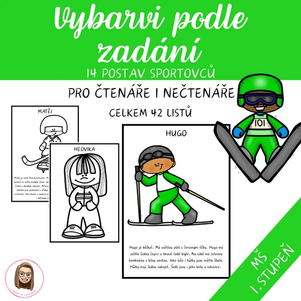 ZIMNÍ SPORTY - vybarvi podle zadání