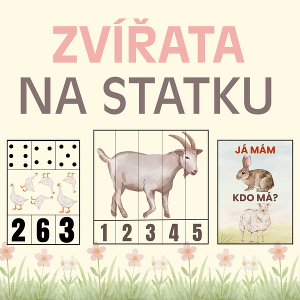 Zvířata na statku - skládání, poznávání