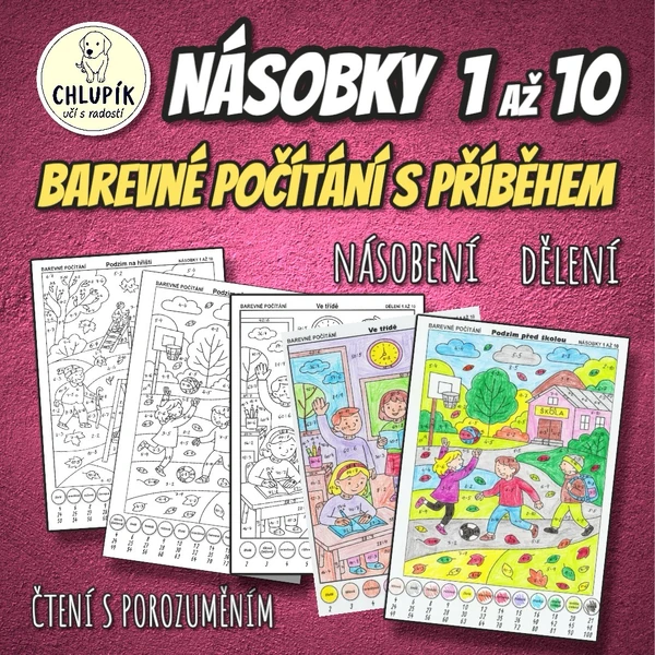 BAREVNÉ POČÍTÁNÍ S PŘÍBĚHEM - násobky 1 až 10