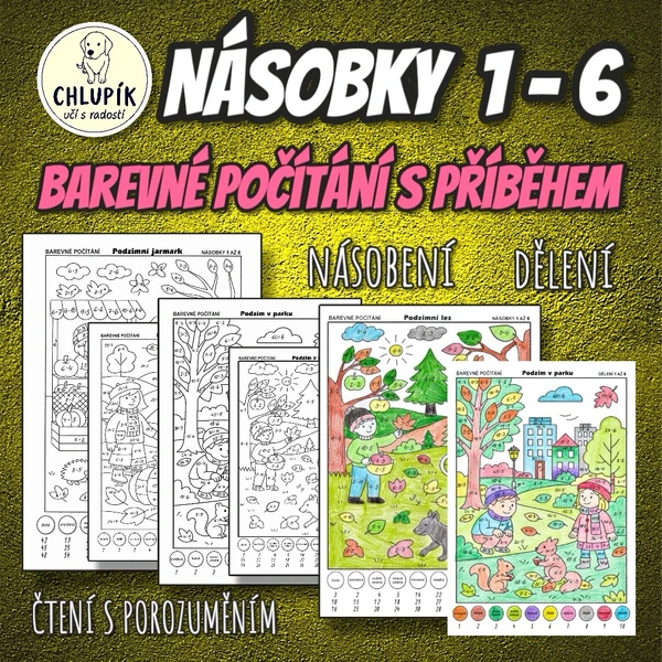 BAREVNÉ POČÍTÁNÍ S PŘÍBĚHEM - násobky 1 až 6