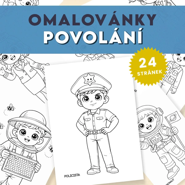 Povolání - sada 24 omalovánek k tisku